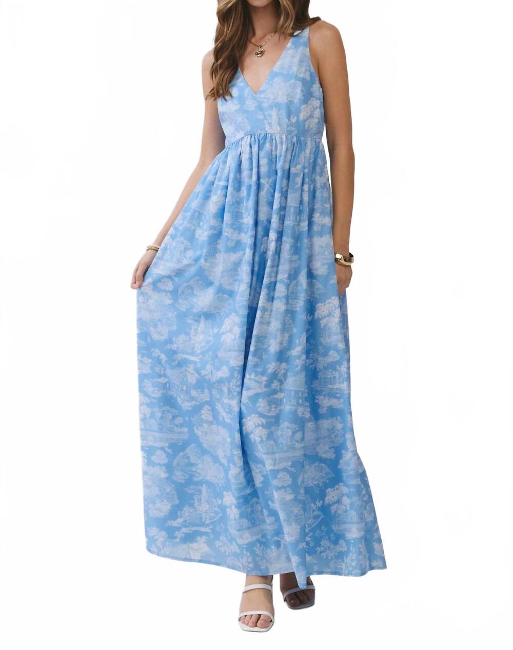 NEW TCEC lurlynn toile maxi dress in blue